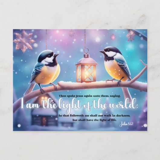 Cartes Pour Fêtes Annuelles Écriture KJV Chickadees Noël chrétien (Devant)