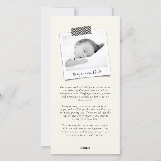 Cartes Pour Fêtes Annuelles Écriture manuscrite classique Script Baby's First  (Dos)