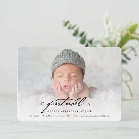 Cartes Pour Fêtes Annuelles Écriture manuscrite classique Script Baby's First  (Debout devant)