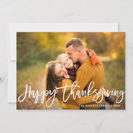 Cartes Pour Fêtes Annuelles Écriture manuscrite de brosse blanche action de gr (Devant)