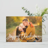 Cartes Pour Fêtes Annuelles Écriture manuscrite de brosse blanche action de gr (Debout devant)