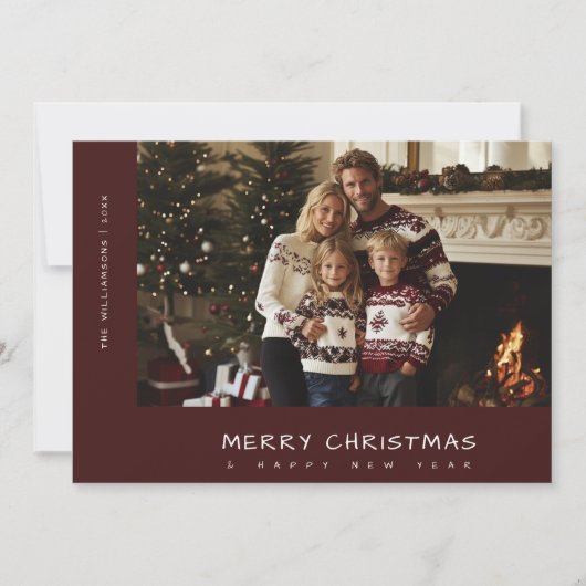 Cartes Pour Fêtes Annuelles Écriture manuscrite décontractée Joyeux Noël Nouve (Devant)