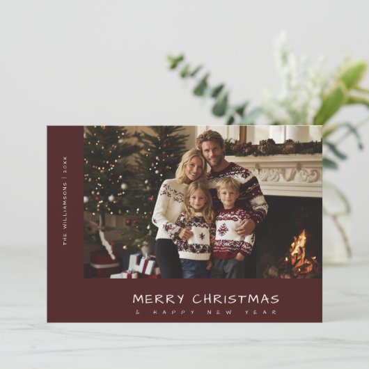 Cartes Pour Fêtes Annuelles Écriture manuscrite décontractée Joyeux Noël Nouve (Debout devant)