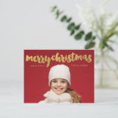 Cartes Pour Fêtes Annuelles Écriture manuscrite Gold Joyeux Noël (Debout devant)