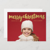 Cartes Pour Fêtes Annuelles Écriture manuscrite Gold Joyeux Noël (Devant / Derrière)