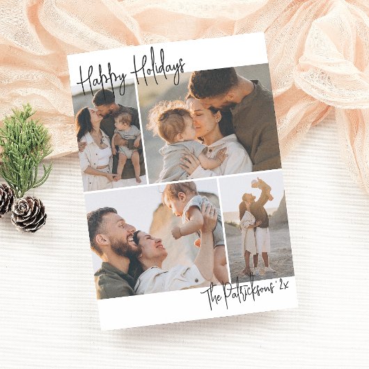 Cartes Pour Fêtes Annuelles Écriture moderne 4 Fêtes de Noël multi-photos