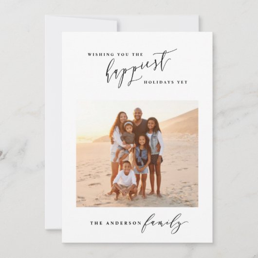 Cartes Pour Fêtes Annuelles Écriture moderne en noir et blanc 1 photo Noël (Devant)