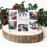 Cartes Pour Fêtes Annuelles Écriture moderne joyeux rouge 6 photo collage de N<br><div class="desc">Un collège de 6 photos est rassemblé autour d'un script moderne joyeux dans le centre et un message personnalisé. Ce design simple est tendance en avant et la façon parfaite de partager une année de faits saillants avec vos amis et votre famille. L'arrière est une bande rouge de coordination.</div>
