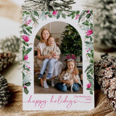 Cartes Pour Fêtes Annuelles Écriture moderne rose vif verdure Arche 1 Photo