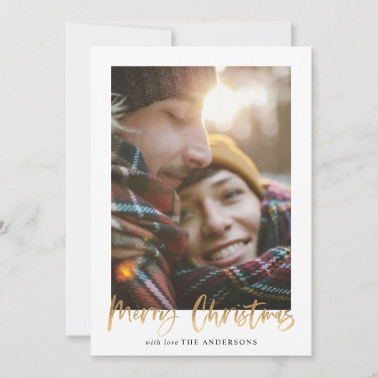 Cartes Pour Fêtes Annuelles Ecriture or joyeux noël vert tartan photo (Devant)