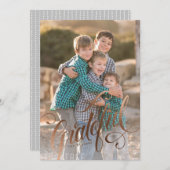 Cartes Pour Fêtes Annuelles Écriture reconnaissante de faux-feuille élégante (Devant / Derrière)