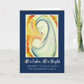 Cartes Pour Fêtes Annuelles Écriture religieuse Vierge à l'Enfant Aquarelle (Devant)