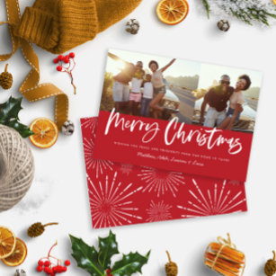 Cartes Pour Fêtes Annuelles Écriture rouge et blanc joyeux Noël multi photo H
