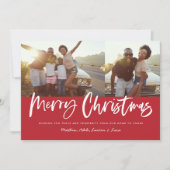 Cartes Pour Fêtes Annuelles Écriture rouge et blanc joyeux Noël multi photo H (Devant)