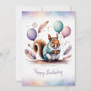 Cartes Pour Fêtes Annuelles Écureuil aquarelle adorable Joyeux Anniversaire