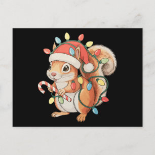 Cartes Pour Fêtes Annuelles Écureuil Chapeau de Père Noël Lumières de Noël Noë