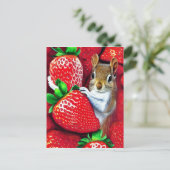 Cartes Pour Fêtes Annuelles Écureuil dans le ciel des fraises (Debout devant)