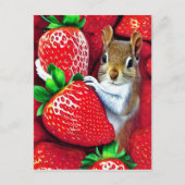 Cartes Pour Fêtes Annuelles Écureuil dans le ciel des fraises (Devant)