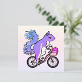 Cartes Pour Fêtes Annuelles Écureuil de fête à vélo (Debout devant)