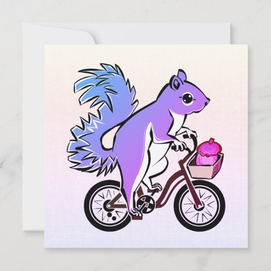 Cartes Pour Fêtes Annuelles Écureuil de fête à vélo (Devant)