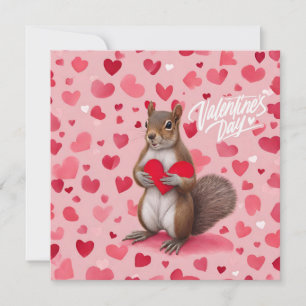Cartes Pour Fêtes Annuelles Écureuil de la Saint-Valentin avec des cœurs 