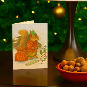 Cartes Pour Fêtes Annuelles Écureuil de Noël fantaisiste faune