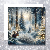 Cartes Pour Fêtes Annuelles Écureuil de Noël Magique Forêt d'hiver enchantée