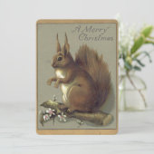 Cartes Pour Fêtes Annuelles Écureuil de Noël Vintage (Debout devant)
