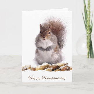 Cartes Pour Fêtes Annuelles Écureuil de thanksgiving avec le magasin d'écrou