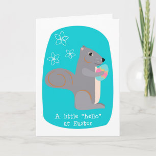 Cartes Pour Fêtes Annuelles Écureuil gris mignon de Pâques bonjour avec l'oeuf