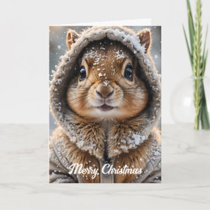 Cartes Pour Fêtes Annuelles Écureuil mignon en tenue d'hiver Noël