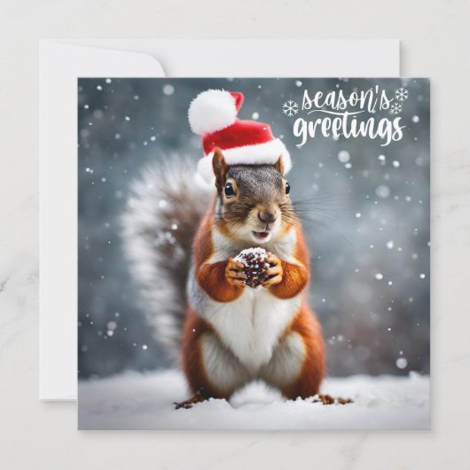 Cartes Pour Fêtes Annuelles Écureuil Père Noël de Noël avec Pinecone (Devant)