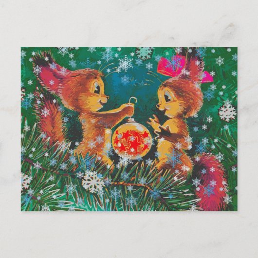 Cartes Pour Fêtes Annuelles Écureuils de Noël (Devant)