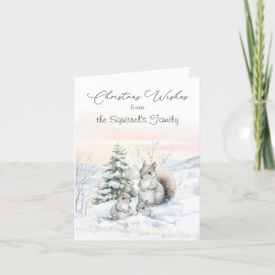 Cartes Pour Fêtes Annuelles Écureuils de Noël Forêt d'hiver