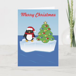 Cartes Pour Fêtes Annuelles Eddie le pingouin et son arbre de Noël