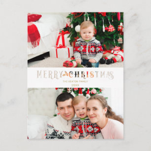 Cartes Pour Fêtes Annuelles Effet de papier découpé Noël Script Photo personna
