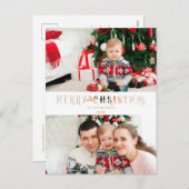 Cartes Pour Fêtes Annuelles Effet papier coupé Noël Script photo personnalisé (Devant / Derrière)