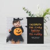 Cartes Pour Fêtes Annuelles Effrayant avant joyeux mignon photo Halloween (Debout devant)
