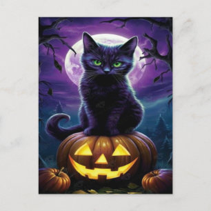 Cartes Pour Fêtes Annuelles Éffrayant Black Cat Halloween Wallpaper — 2025 Nui