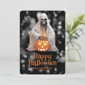 Cartes Pour Fêtes Annuelles Éffrayant Fantôme Jack OLantern Starry Nuit Hallow (Debout devant)