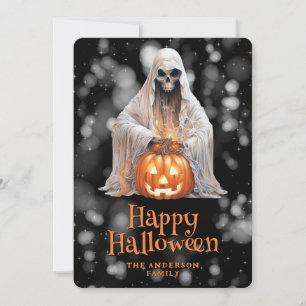 Cartes Pour Fêtes Annuelles Éffrayant Fantôme Jack OLantern Starry Nuit Hallow