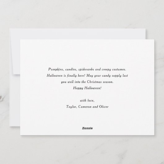 Cartes Pour Fêtes Annuelles Éffrayant Halloween Brosse Lettrer Orange Photo (Dos)