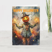 Cartes Pour Fêtes Annuelles Effrayant Halloween Scarecrow (Devant)