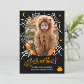 Cartes Pour Fêtes Annuelles Éffrayant Halloween Spider web Trick ou traiter 2  (Debout devant)