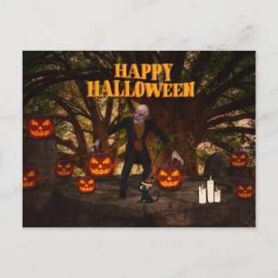 Cartes Pour Fêtes Annuelles Éffrayant Halloween Zombie et Citrouilles