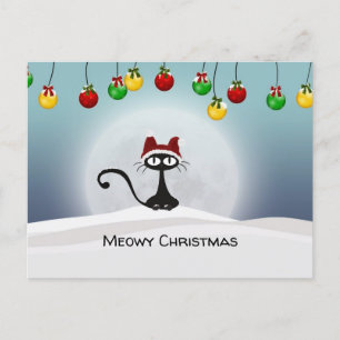 Cartes Pour Fêtes Annuelles Éffrayant Le chat noir de Noël