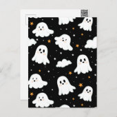 Cartes Pour Fêtes Annuelles Éffrayant mignon Halloween Ghost Nuageux Star Sky (Devant / Derrière)