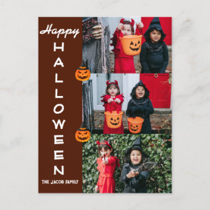 Cartes Pour Fêtes Annuelles Éffrayant moderne Halloween Famille Trois Photo Co