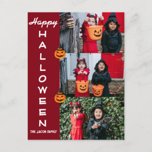 Cartes Pour Fêtes Annuelles Éffrayant moderne Halloween Famille Trois Photo Co