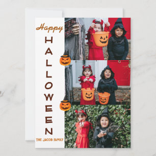 Cartes Pour Fêtes Annuelles Éffrayant moderne Halloween Famille Trois Photo Co